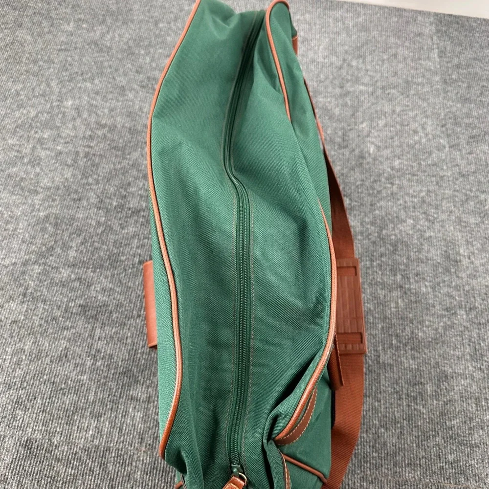 Ralph Lauren Weekender Duffle Bag Large Canvas Faux Leather Green Vintage Travel